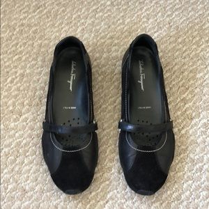 Salvatore Ferragamo black flat shoe velcro strap
